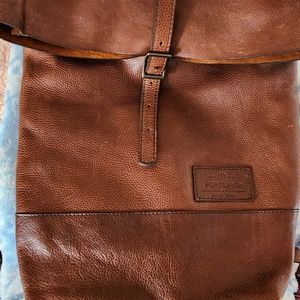 Portland Leather Men’s Leather Roll Top Backpack  -Nutmeg